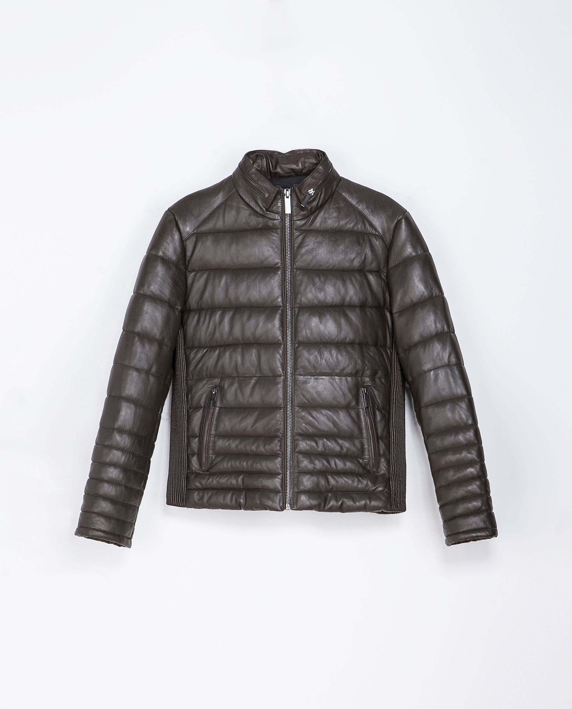 Zara Quilted Leather Jacket In Gray For Men Lyst Gallery