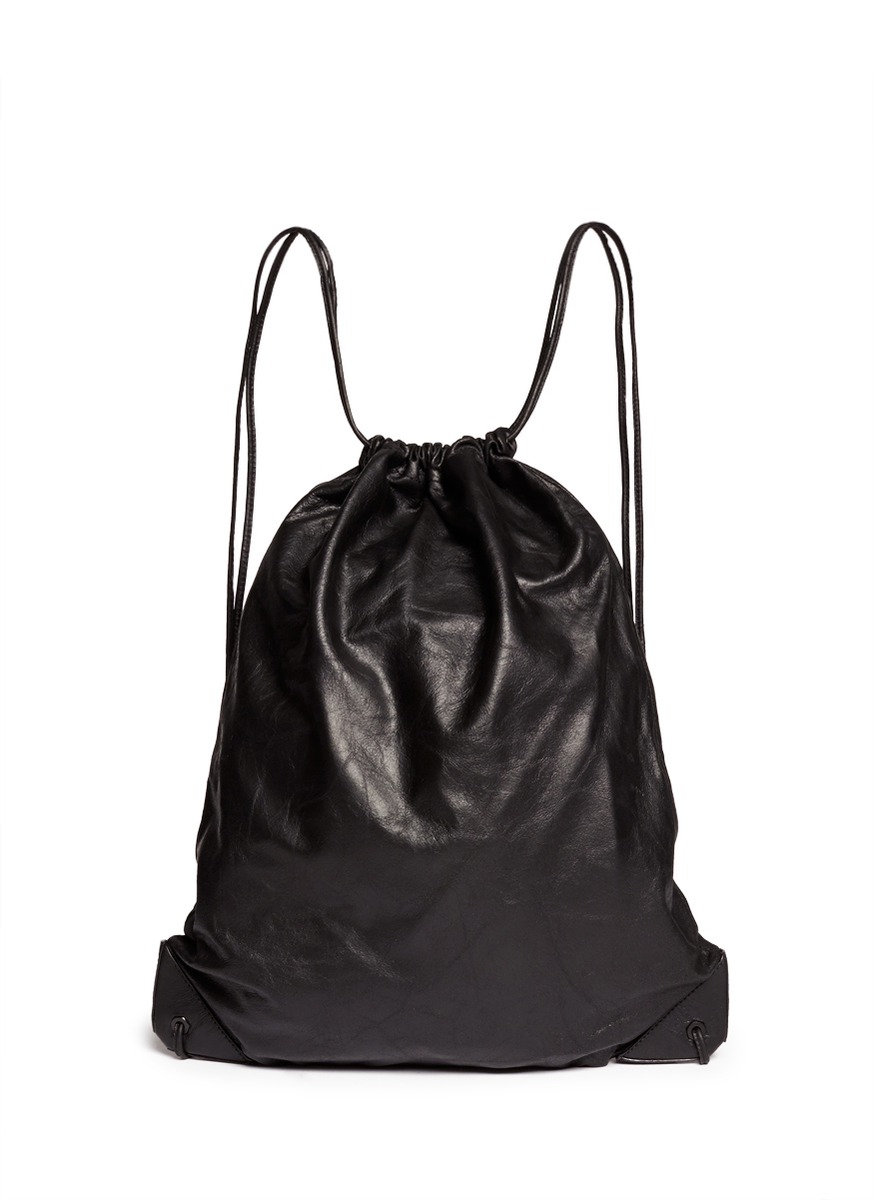 Lyst - Alexander Wang 'wallie' Lamb Leather Gym Sack Backpack in Black ...