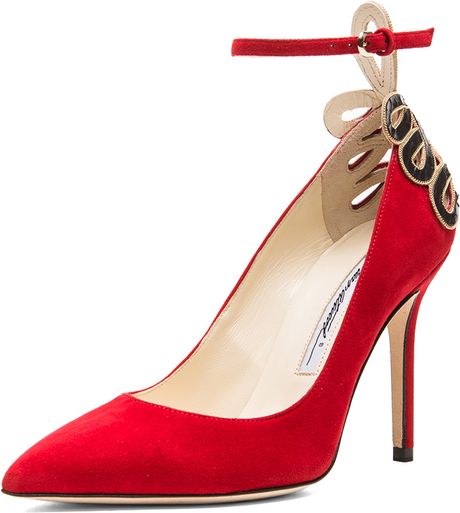 Brian Atwood Sybil Suede Heel in Red | Lyst