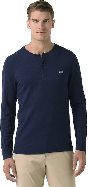 Lacoste Waffle Henley T-Shirt in Blue for Men (navy) | Lyst