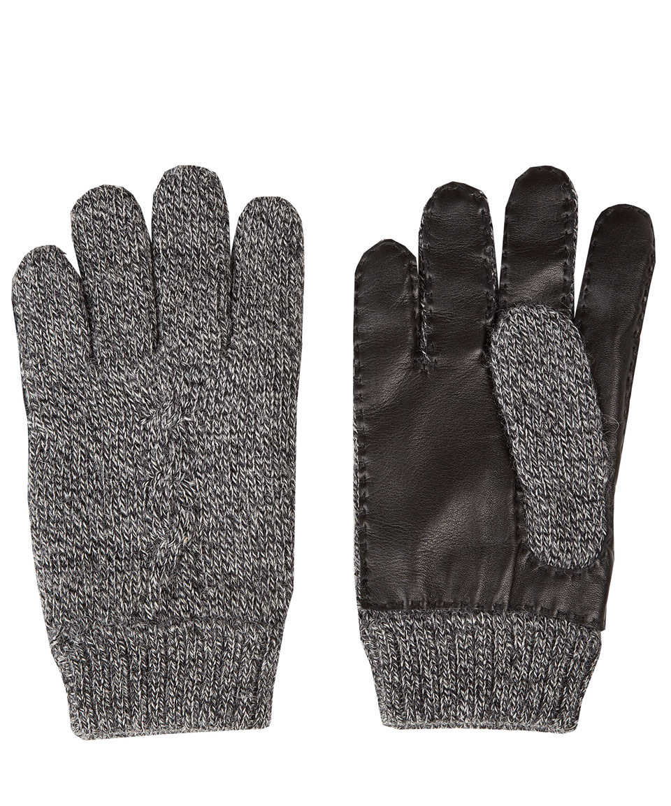 Agnelle Grey Wool Contrast Leather Gloves in Gray for Men (grey) | Lyst