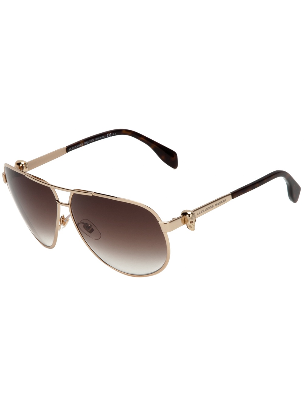 Lyst - Alexander Mcqueen Skull Detailed Aviator Sunglasses in Brown