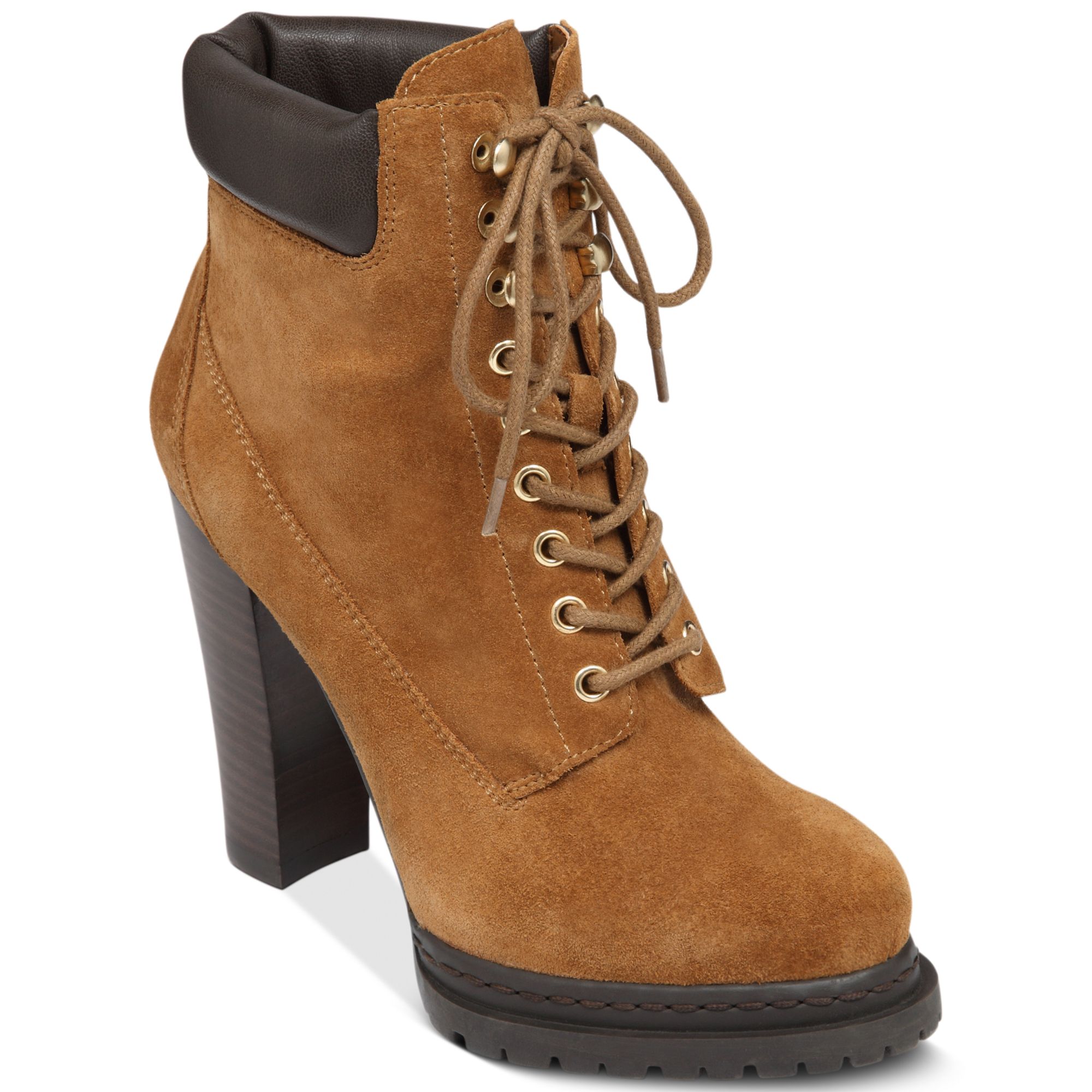 Lyst - Bcbgeneration Martins High Heel Combat Booties in Brown