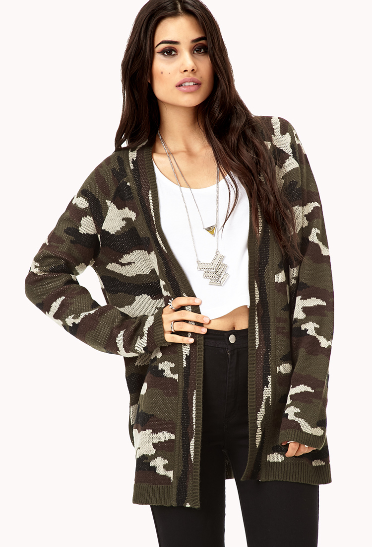 Lyst - Forever 21 Desert Dream Camo Cardigan in Green