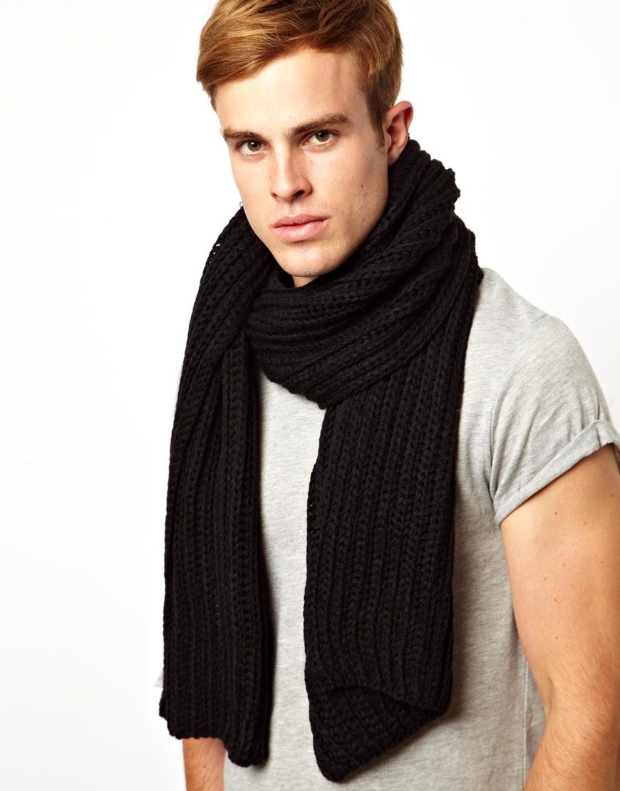 Lyst French Connection Chunky Knit Scarf in Black for Men