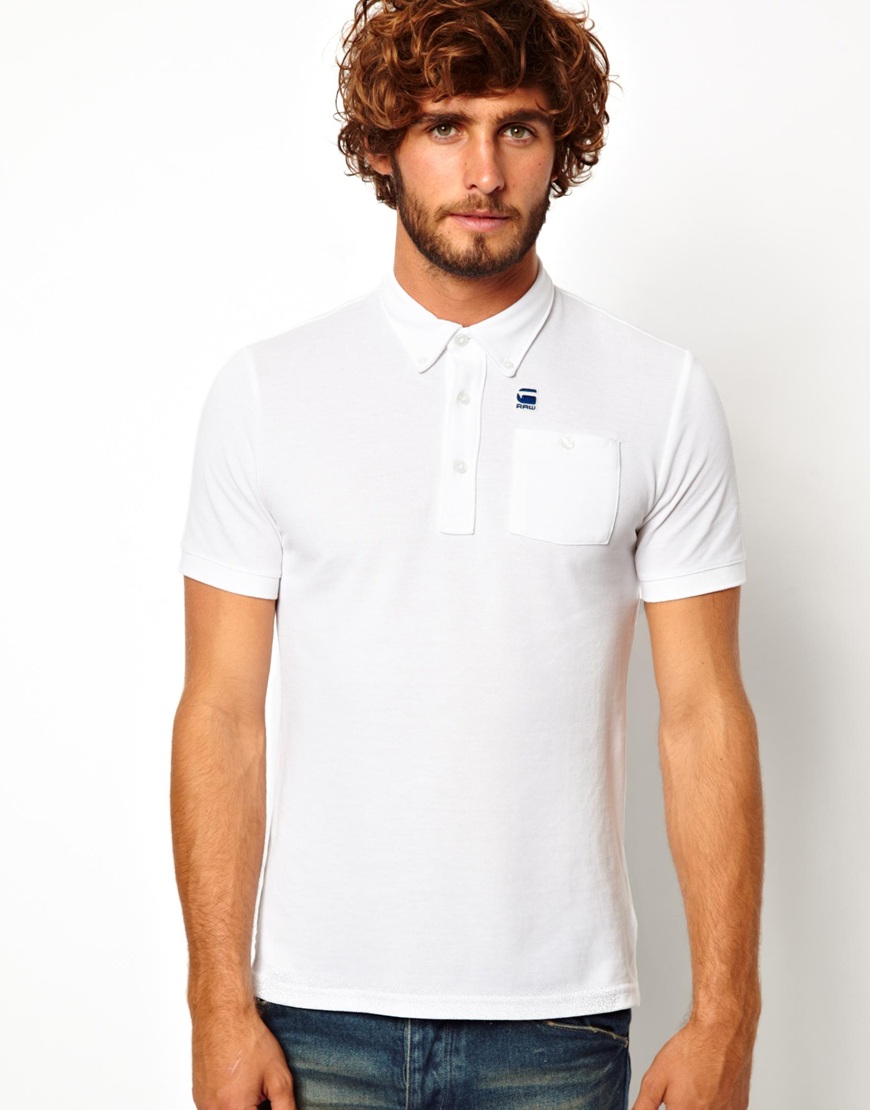 G-star Raw Polo Correct Line Slim Fit Fortitude Button Down in White ...