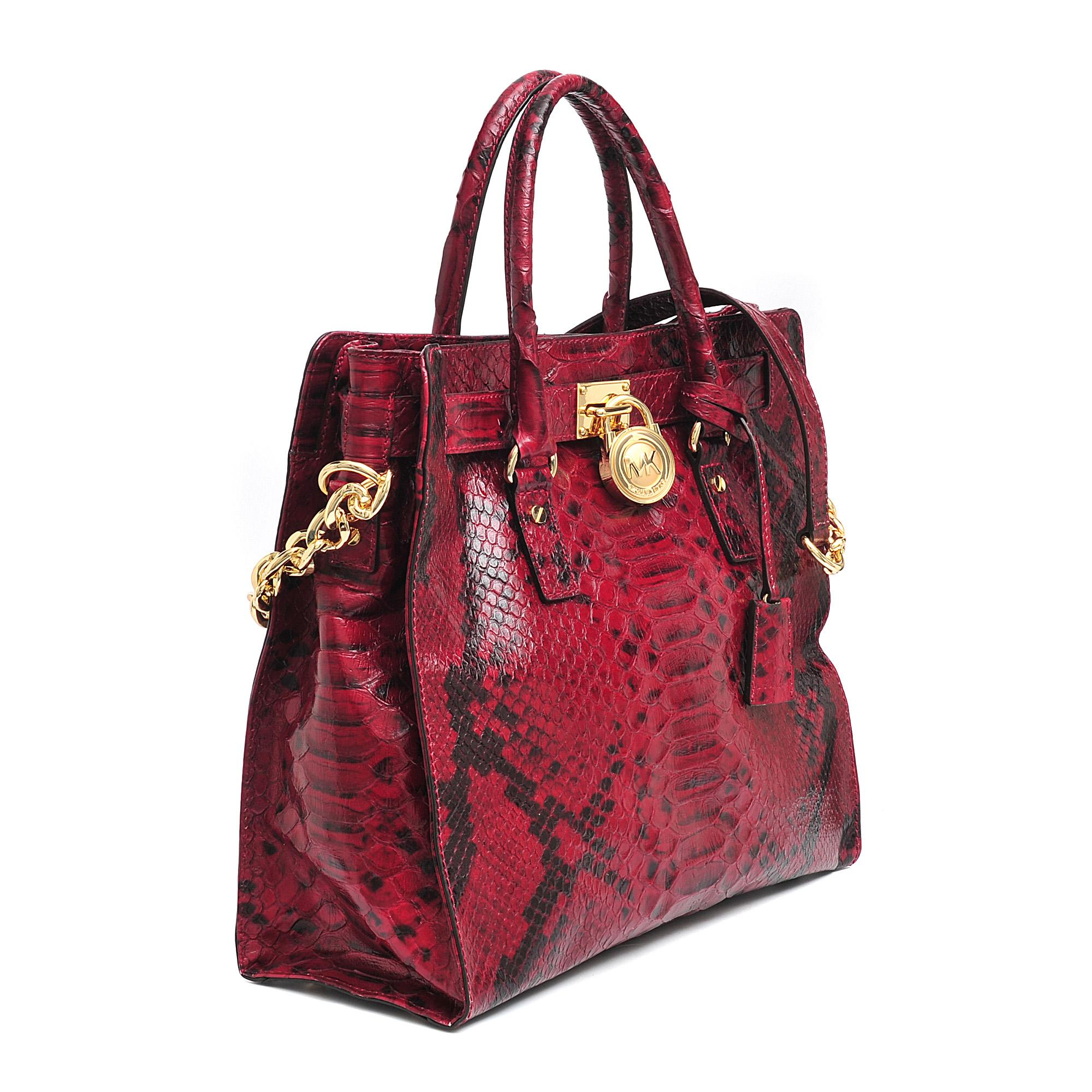 Michael Kors Hamilton Large Python Print Bag In Red Lyst Gallery Women S Michael By Kors