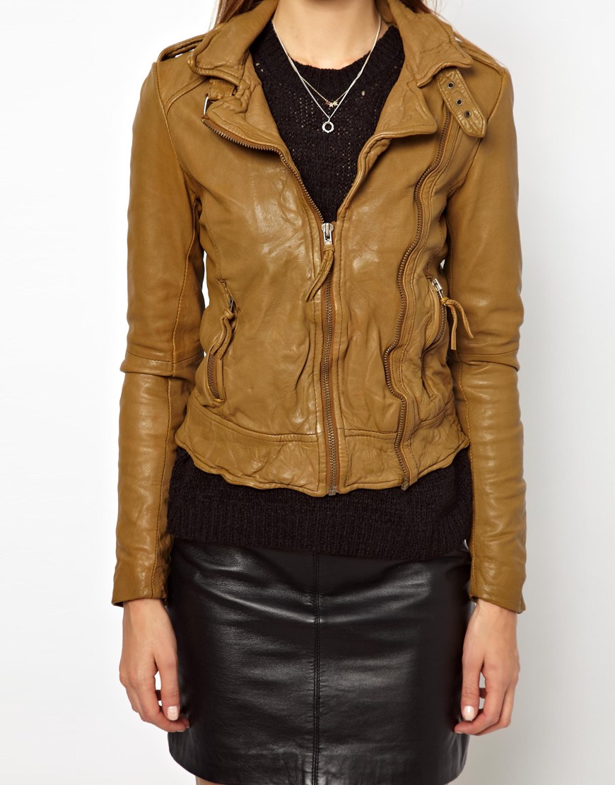 Muubaa Vienna Biker Leather Jacket In Brown Lyst Gallery