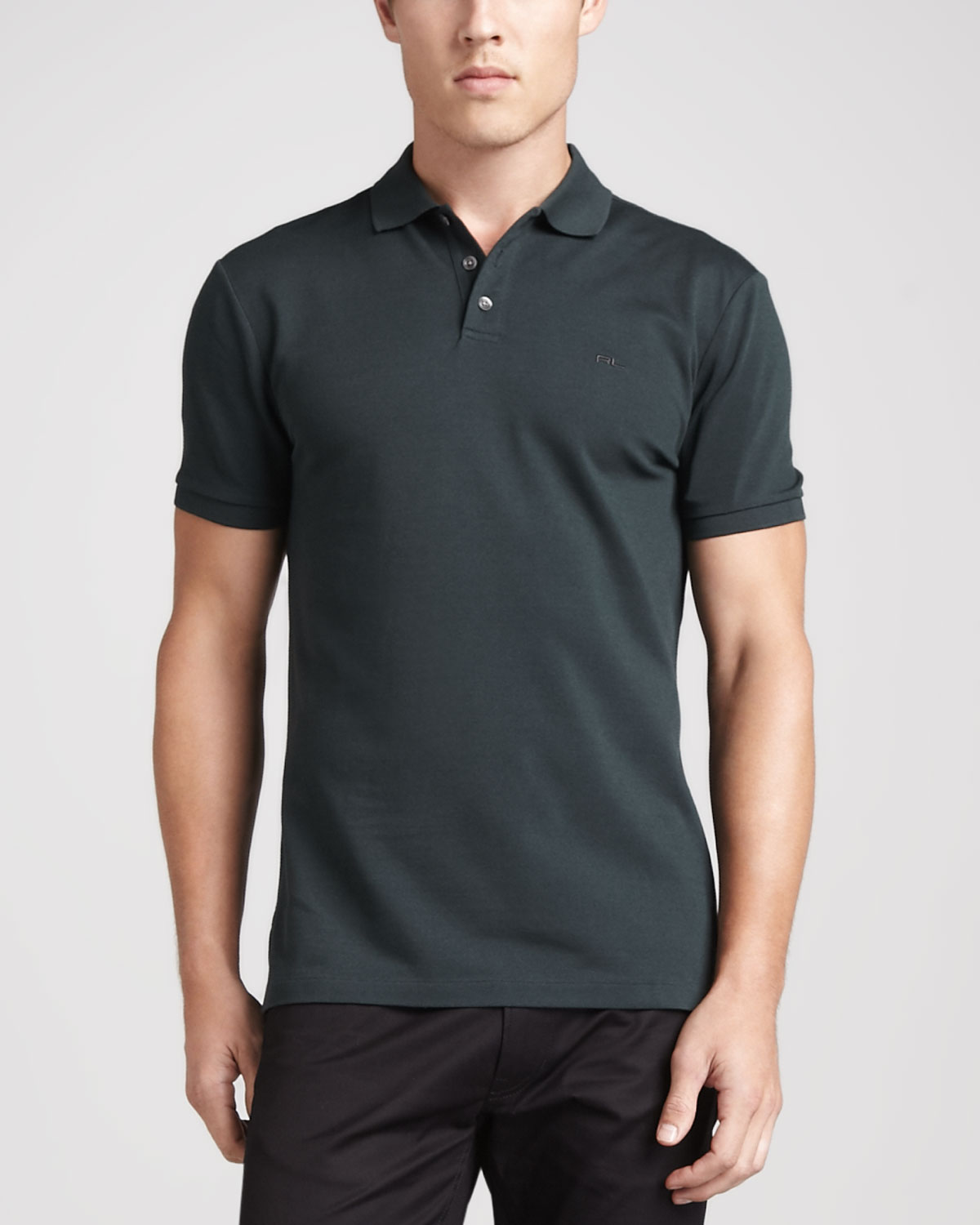 Lyst - Ralph Lauren Black Label Stretch-knit Polo Shirt Forest Green in ...