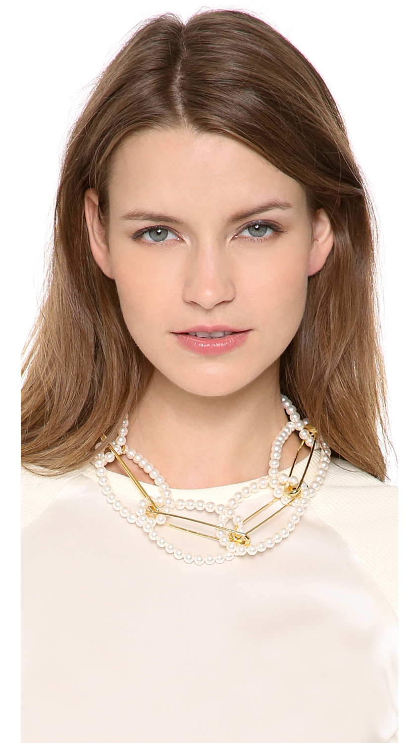 Lyst - Tom Binns Looped Safety Pin Necklace in White