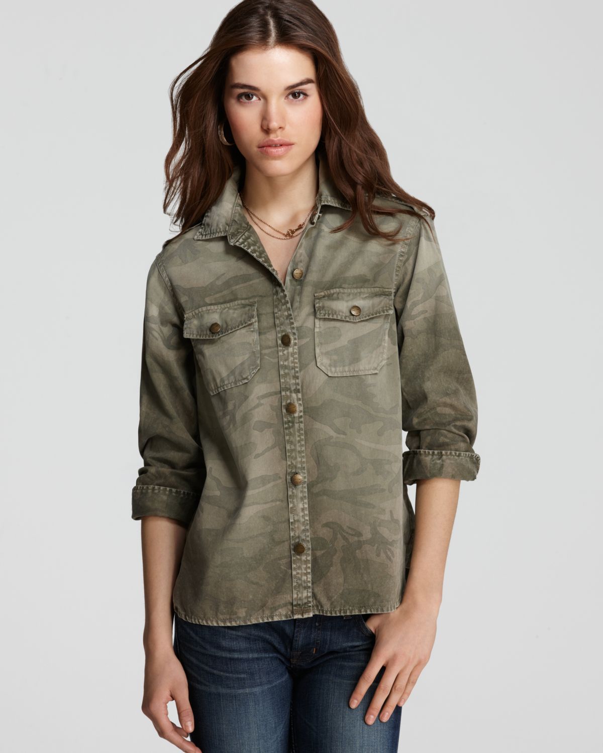 Current/elliott Shirt The Perfect Shirt in Camo in Gray (Army Camo) | Lyst