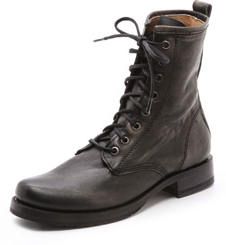 Frye Veronica Combat Boots in Black | Lyst