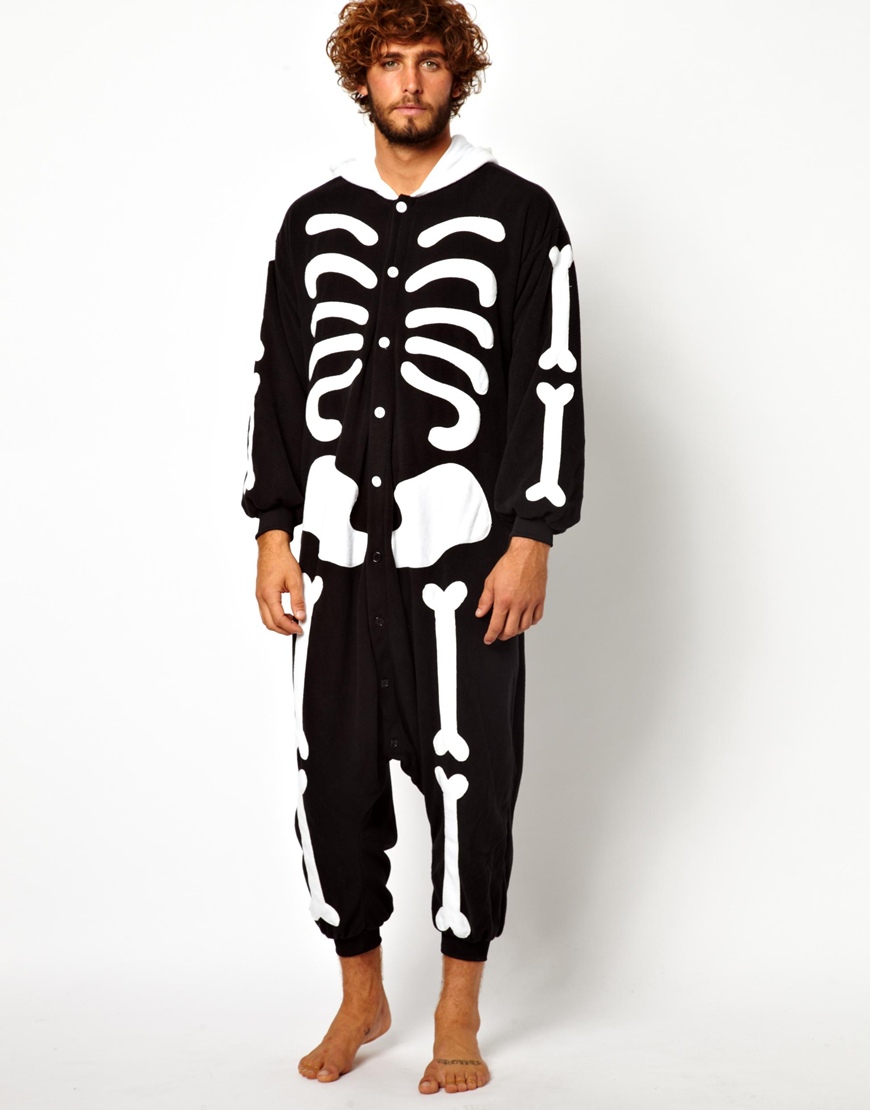 Lyst Asos Kigu Skeleton Onesie in Black for Men