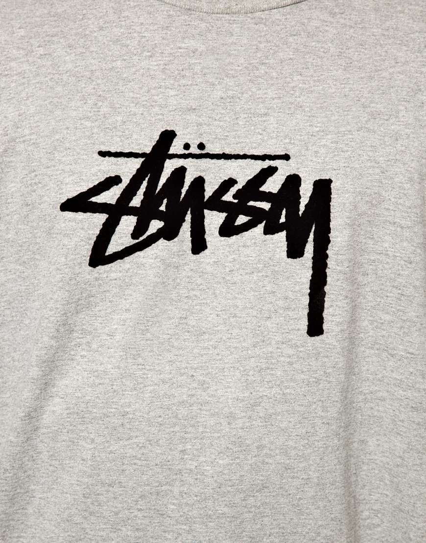 Lyst - Stussy Tshirt Flock Stock Logo in Gray for Men