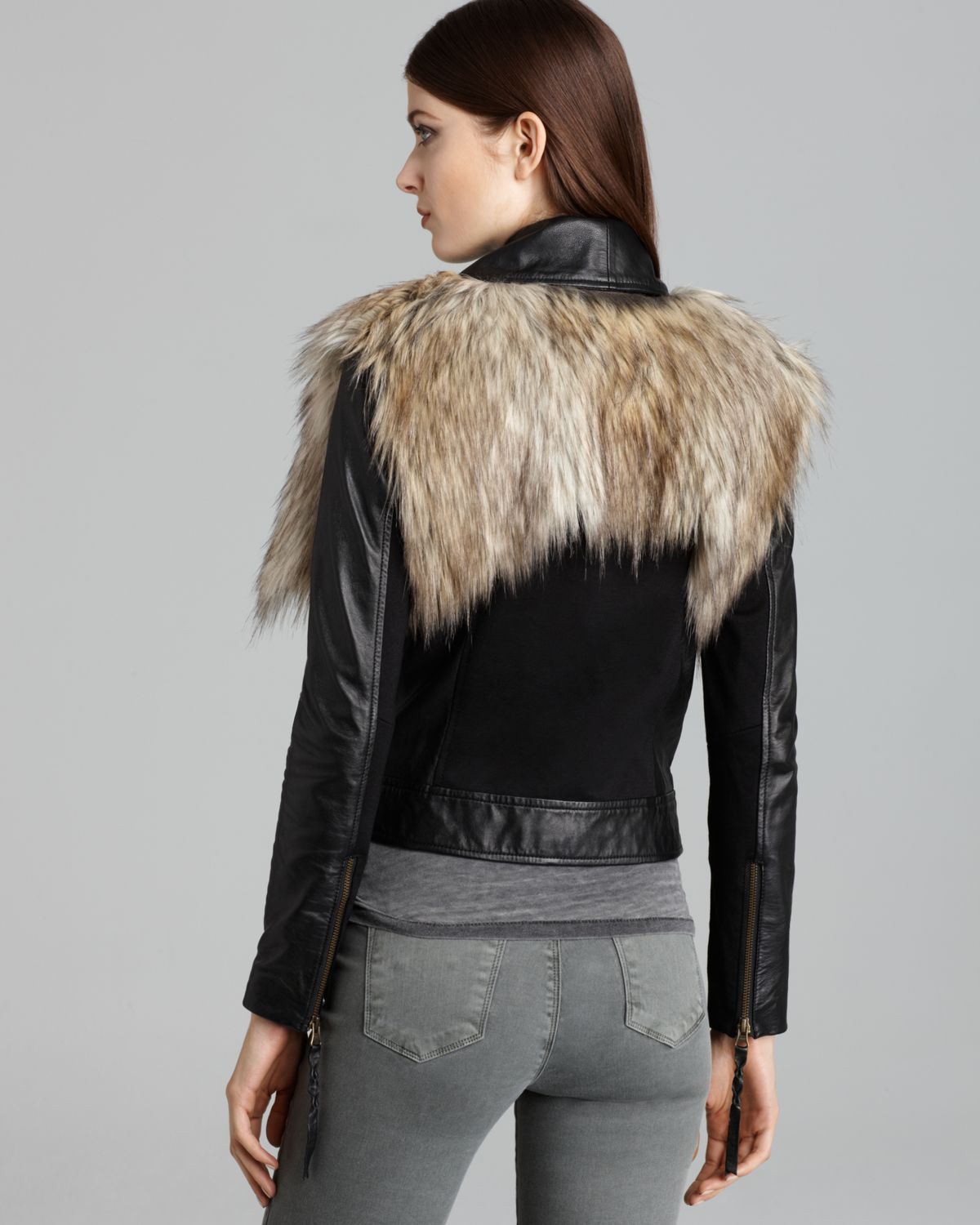 Lyst - Twelfth Street Cynthia Vincent Jacket Faux Leather and Faux Fur ...