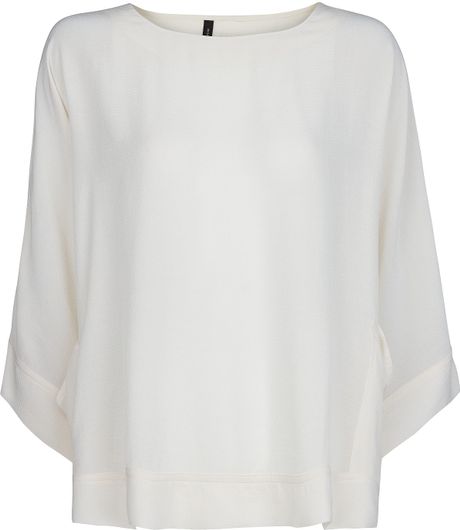 Mango Flowy Loose Fit Blouse in White (Off-White) | Lyst