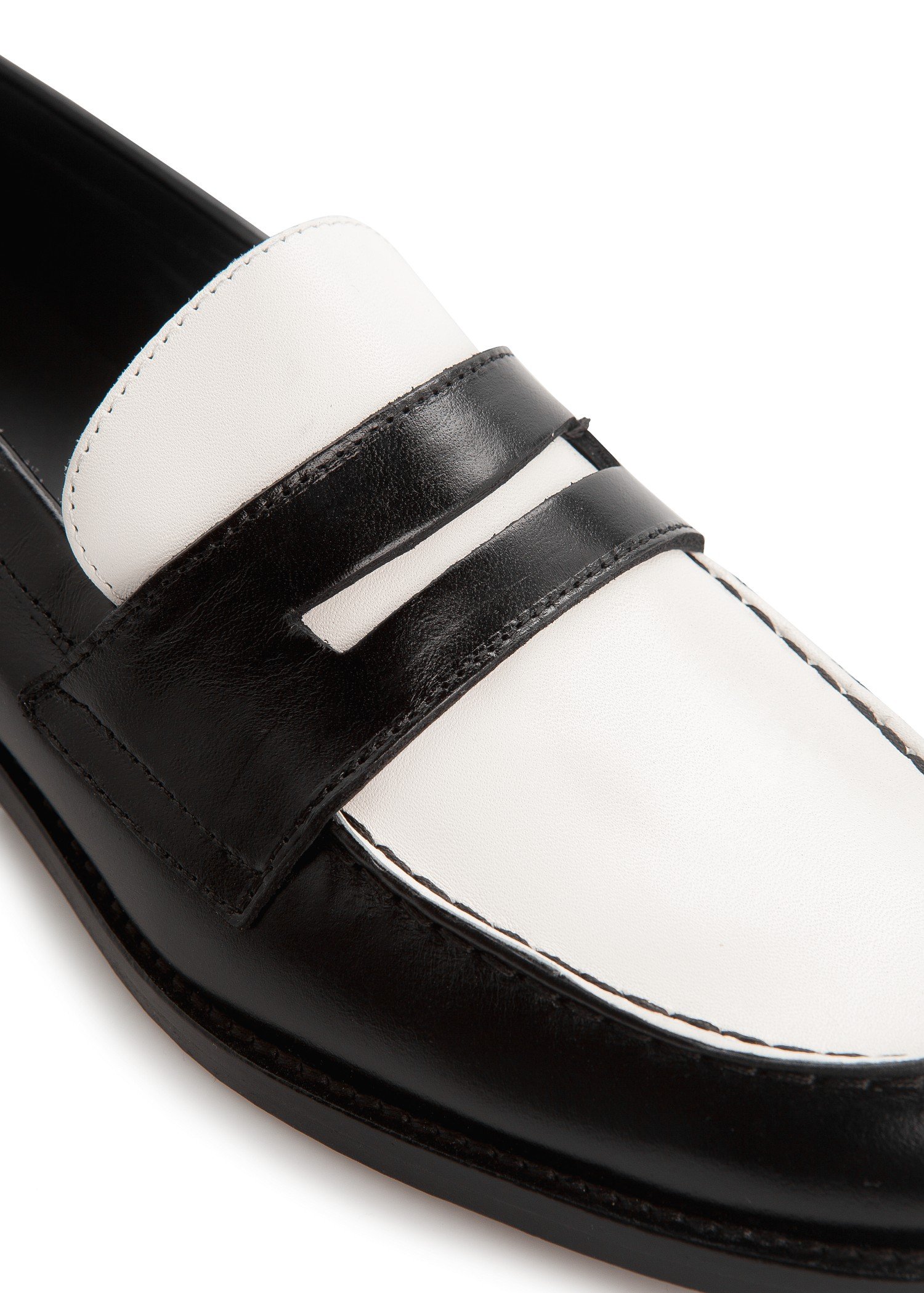 Mango Leather Penny Loafers in Black | Lyst