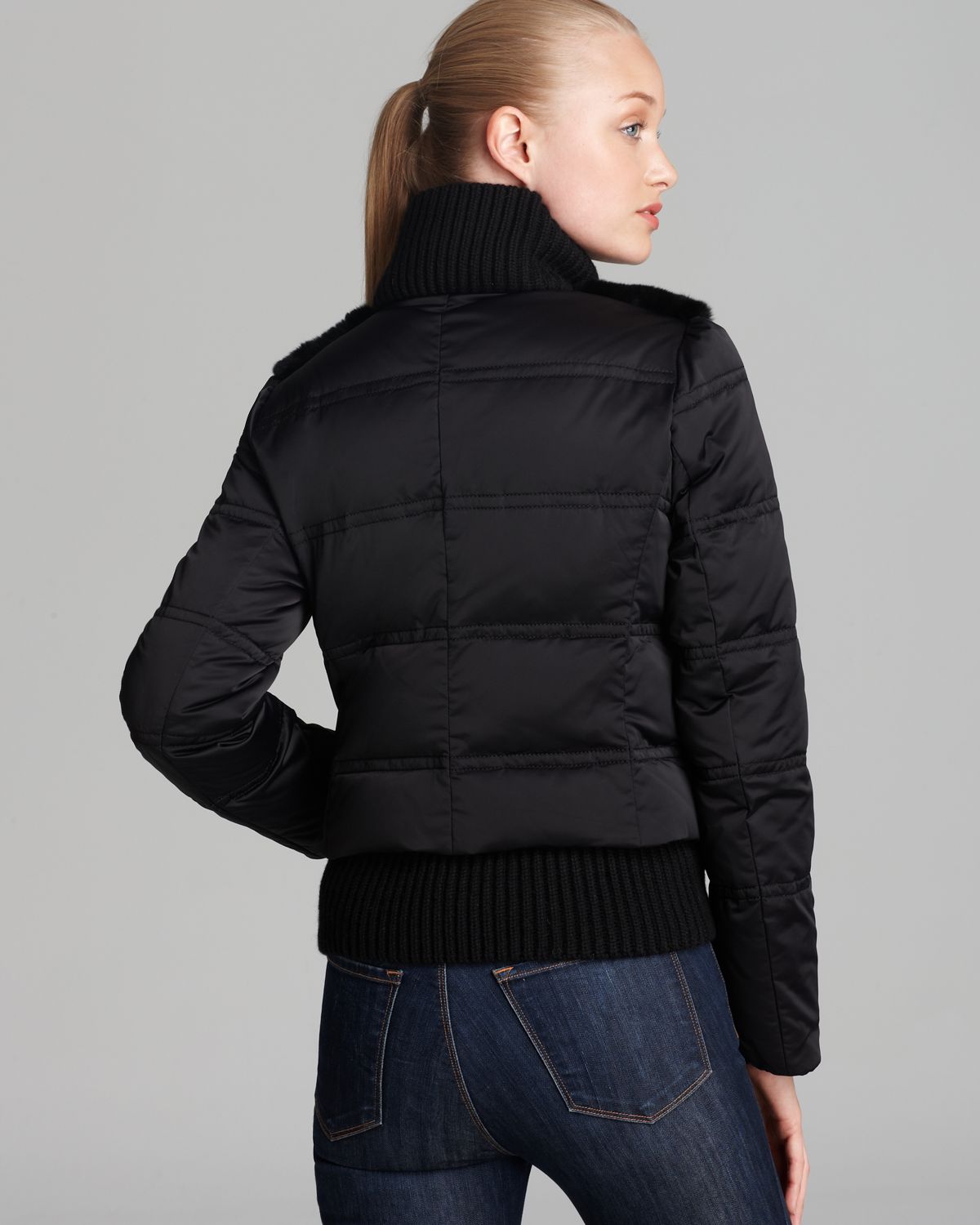 Lyst Andrew Marc Down Jacket Faux Fur Front in Black