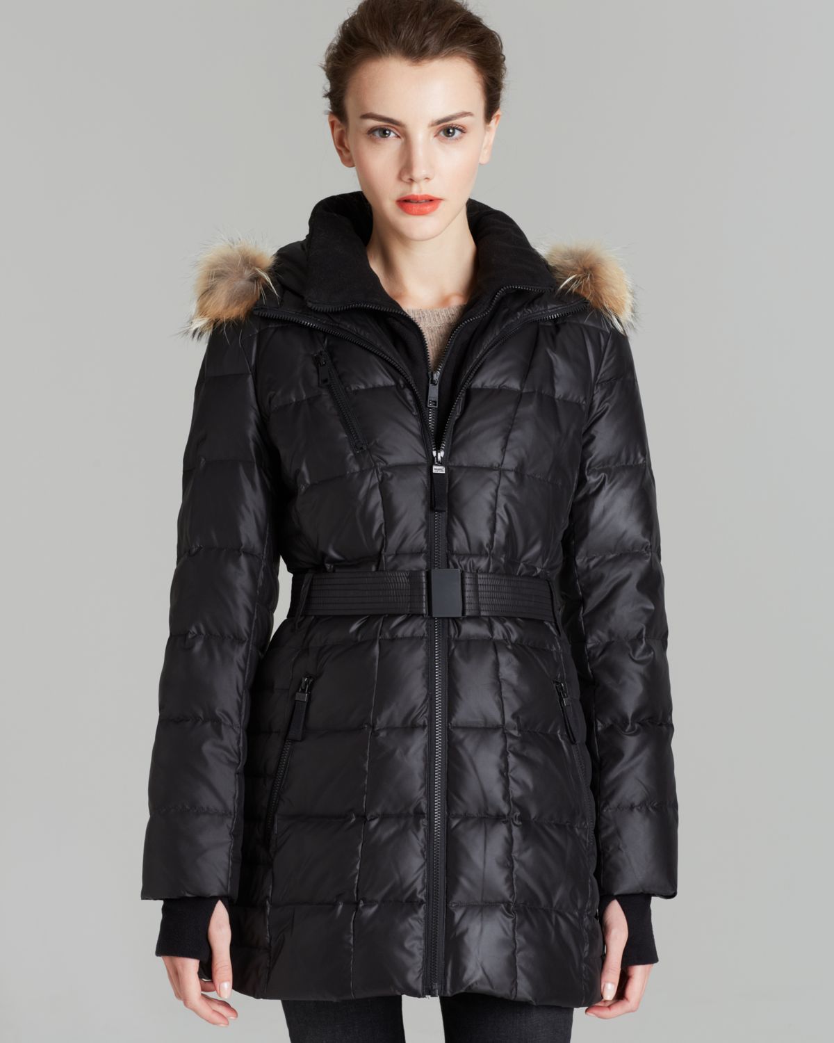 Lyst - Marc New York Down Coat Fur Trim Puffer in Black