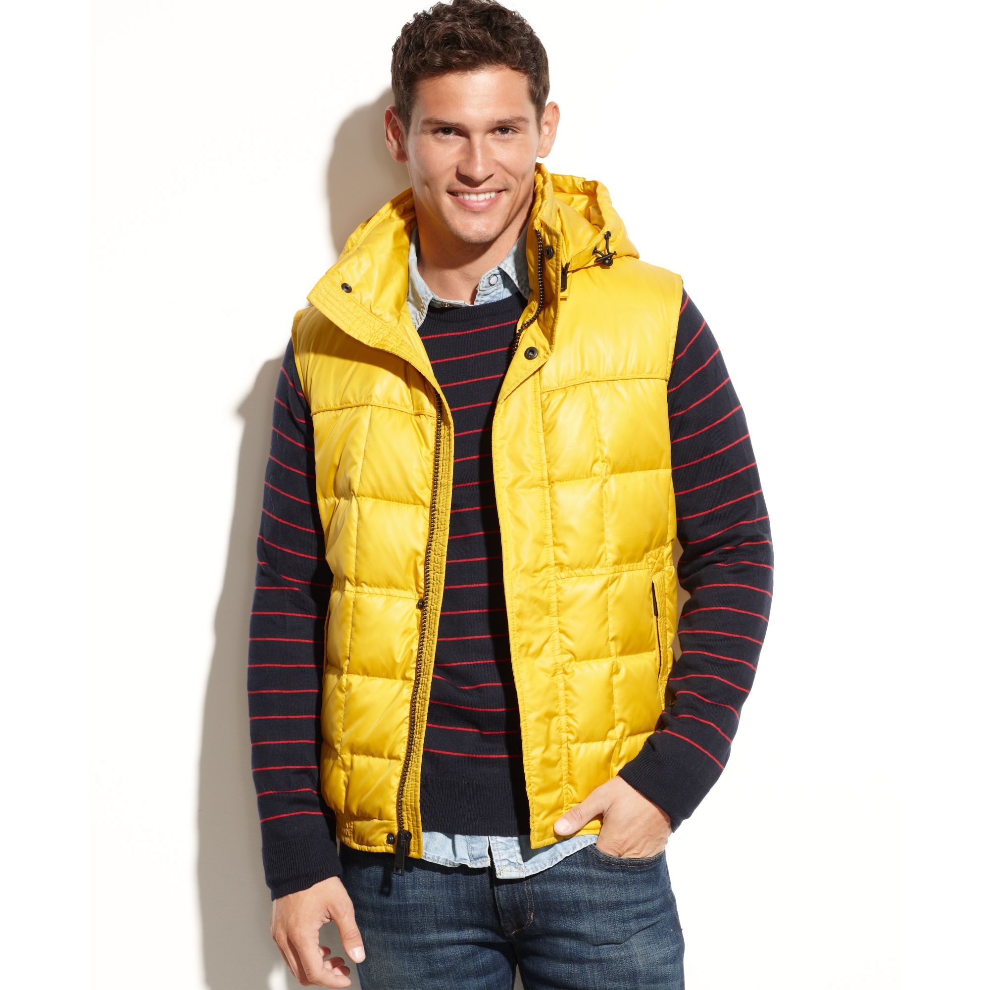 Marc new york Dublin Removable Hood Ultra Down Quilted Vest in Yellow ...