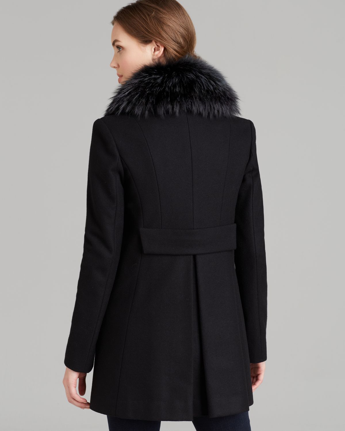Sam. Coat Boyfriend Fur Collar in Black Lyst