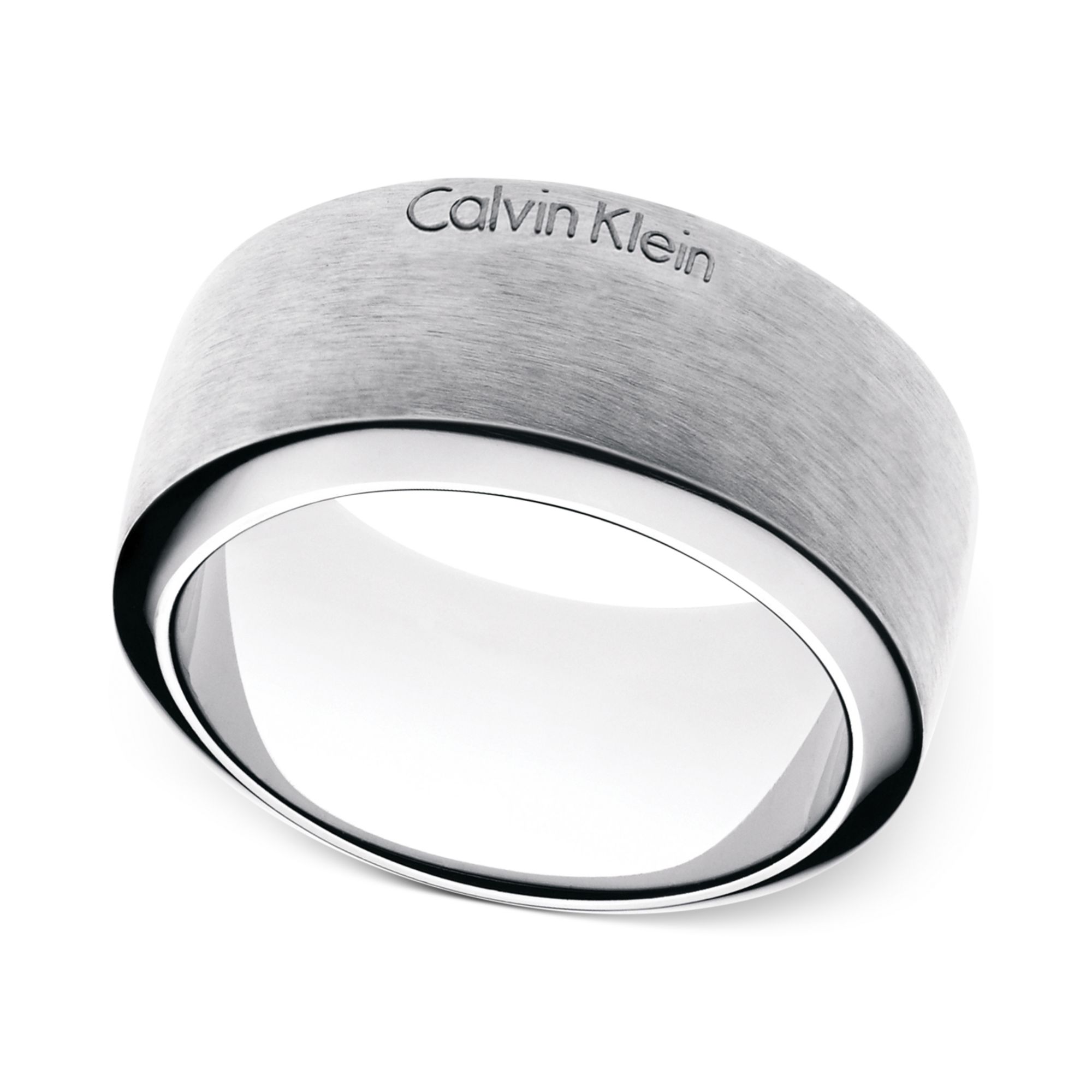 Calvin Klein Stainless Steel Polished and Brushed Double Band Ring in ...