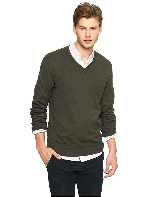 Gap Cotton Cashmere V Neck Sweater in Green for Men (olive heather) | Lyst