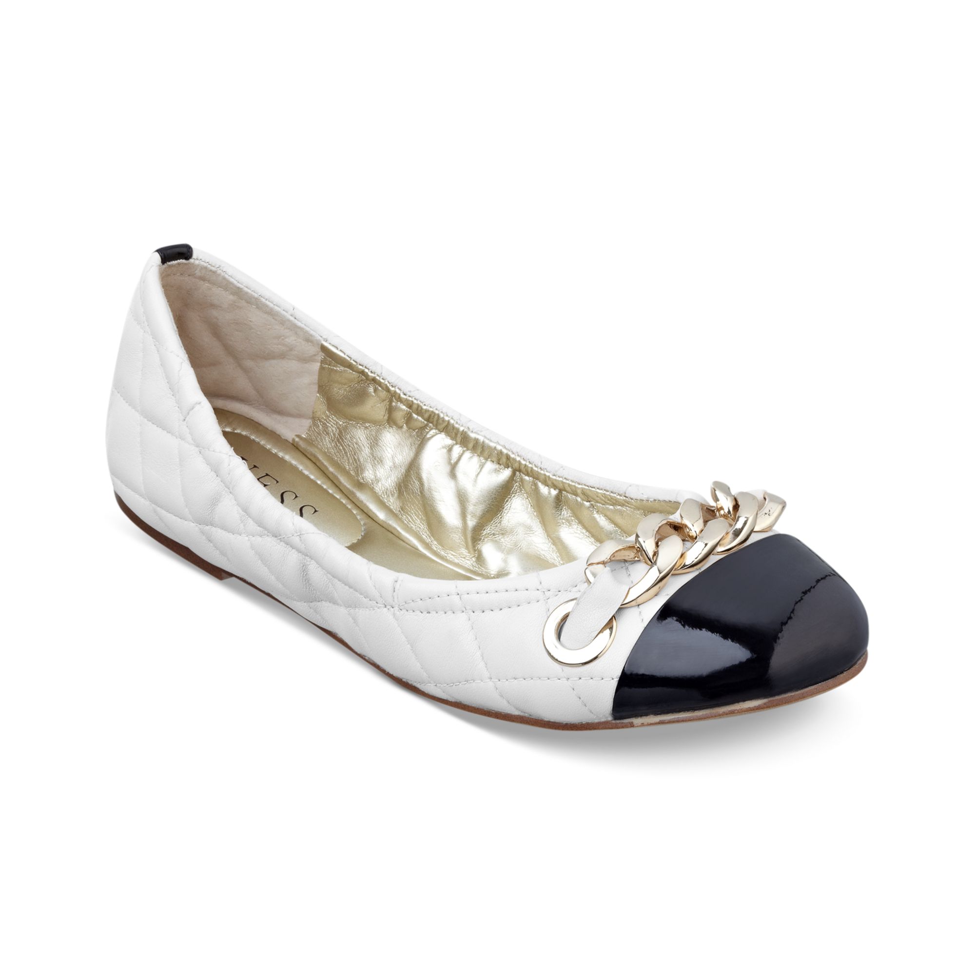 Guess Womens Shoes Fetoni Quilted Ballet Flats in White (Ivory) | Lyst