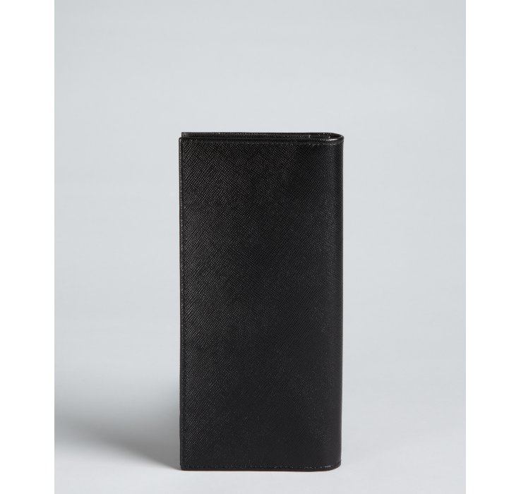 Prada Black Saffiano Leather Long Bifold Wallet in Black for Men ...  