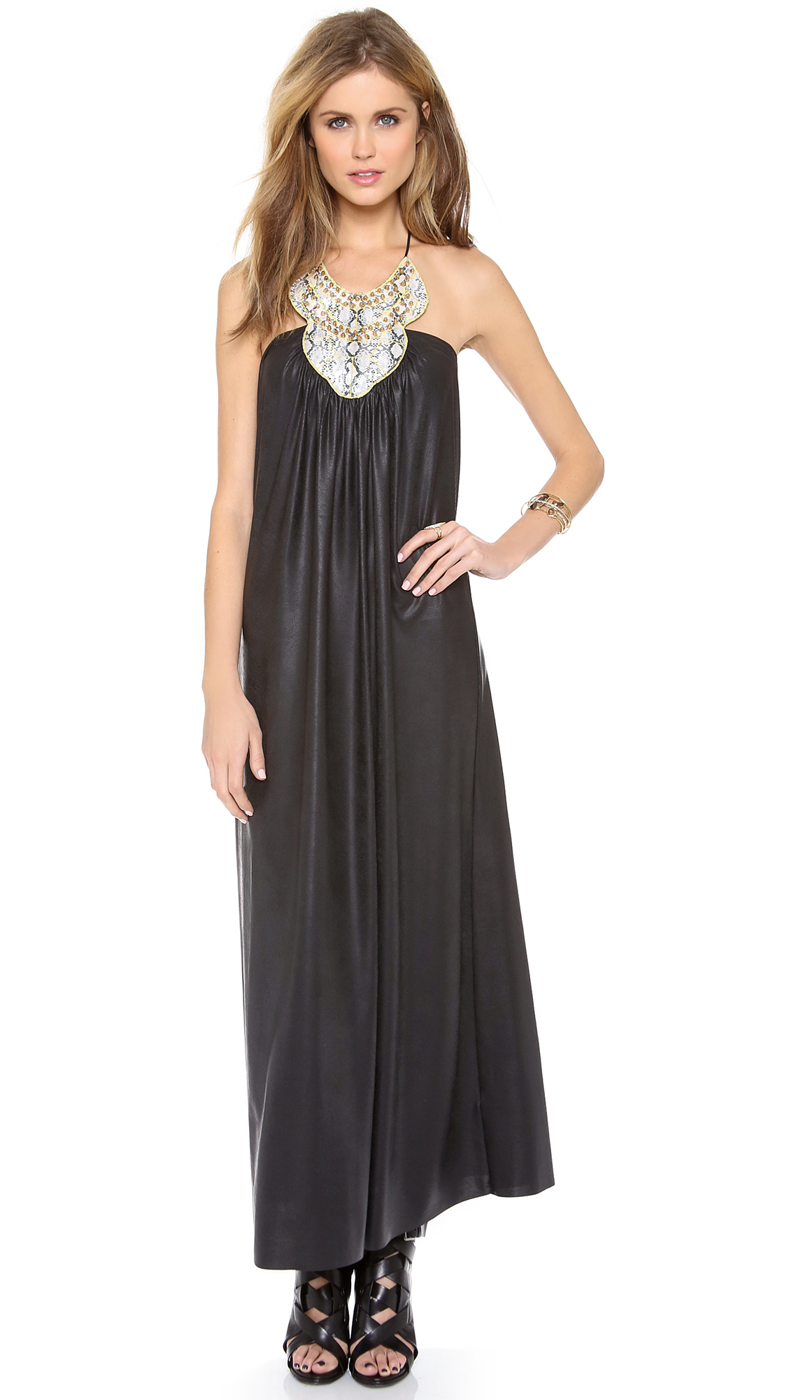 Lyst - T-bags Faux Leather Long Dress in Black