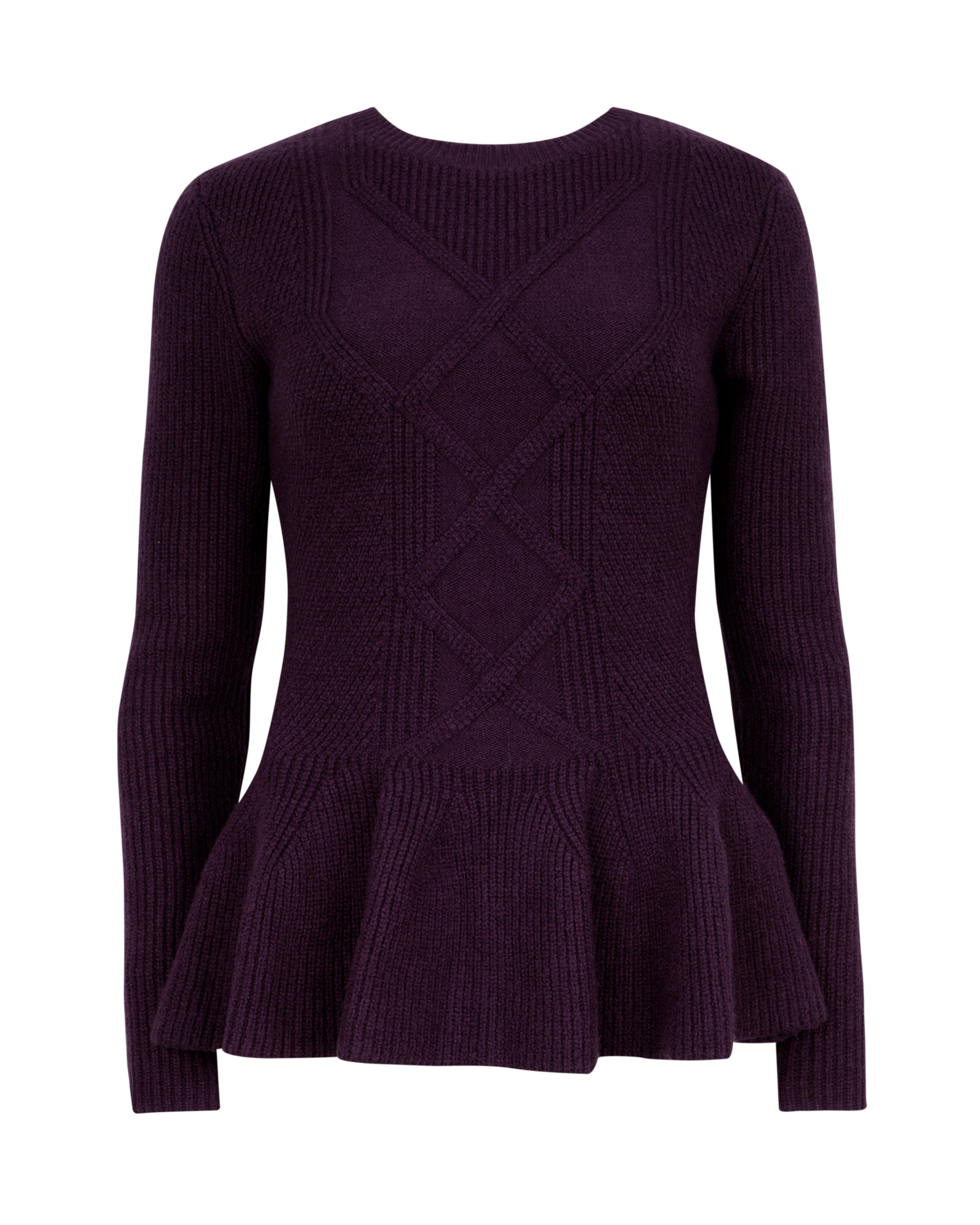 Ted Baker Ohavia Peplum Detail Sweater in Purple (Grape) | Lyst