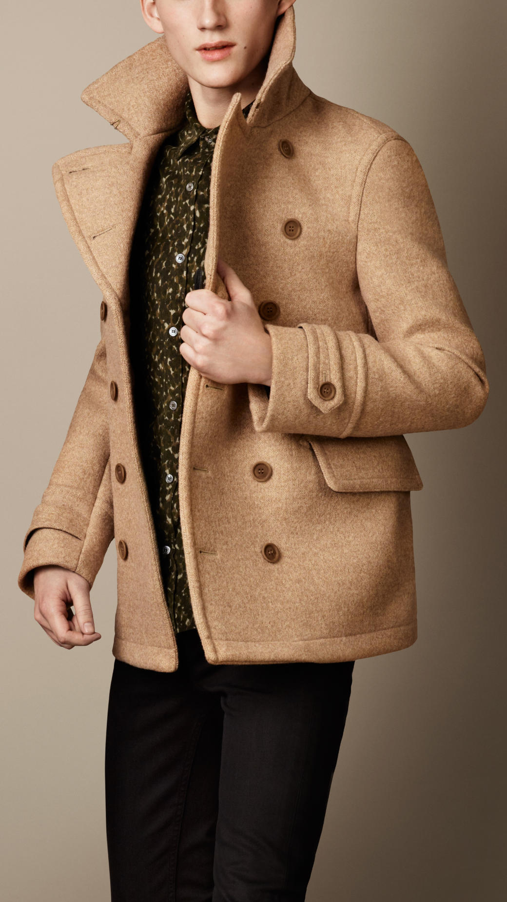 Lyst Burberry Bonded Herringbone Coat in Natural for Men