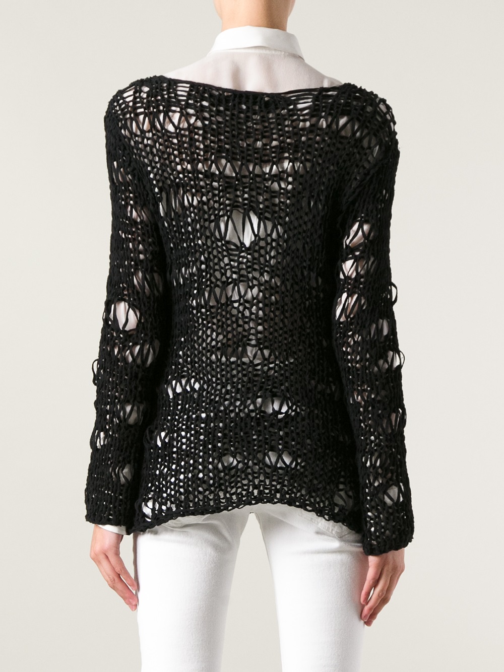 Lyst Comme Des Garçons Loose Knit Sweater in Black