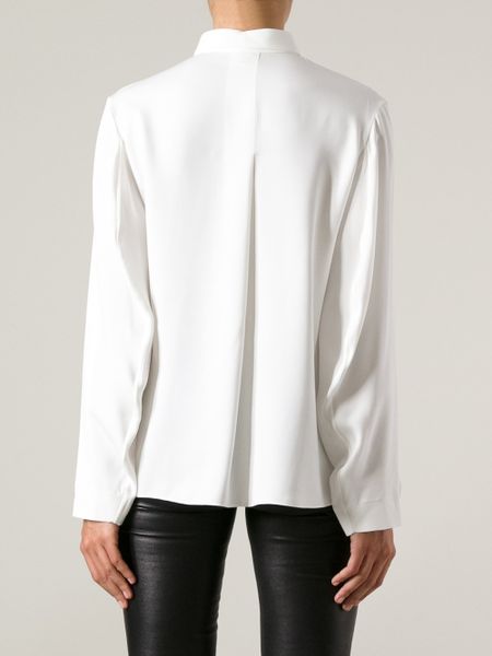 Fendi Silk Long Sleeve Shirt in White | Lyst