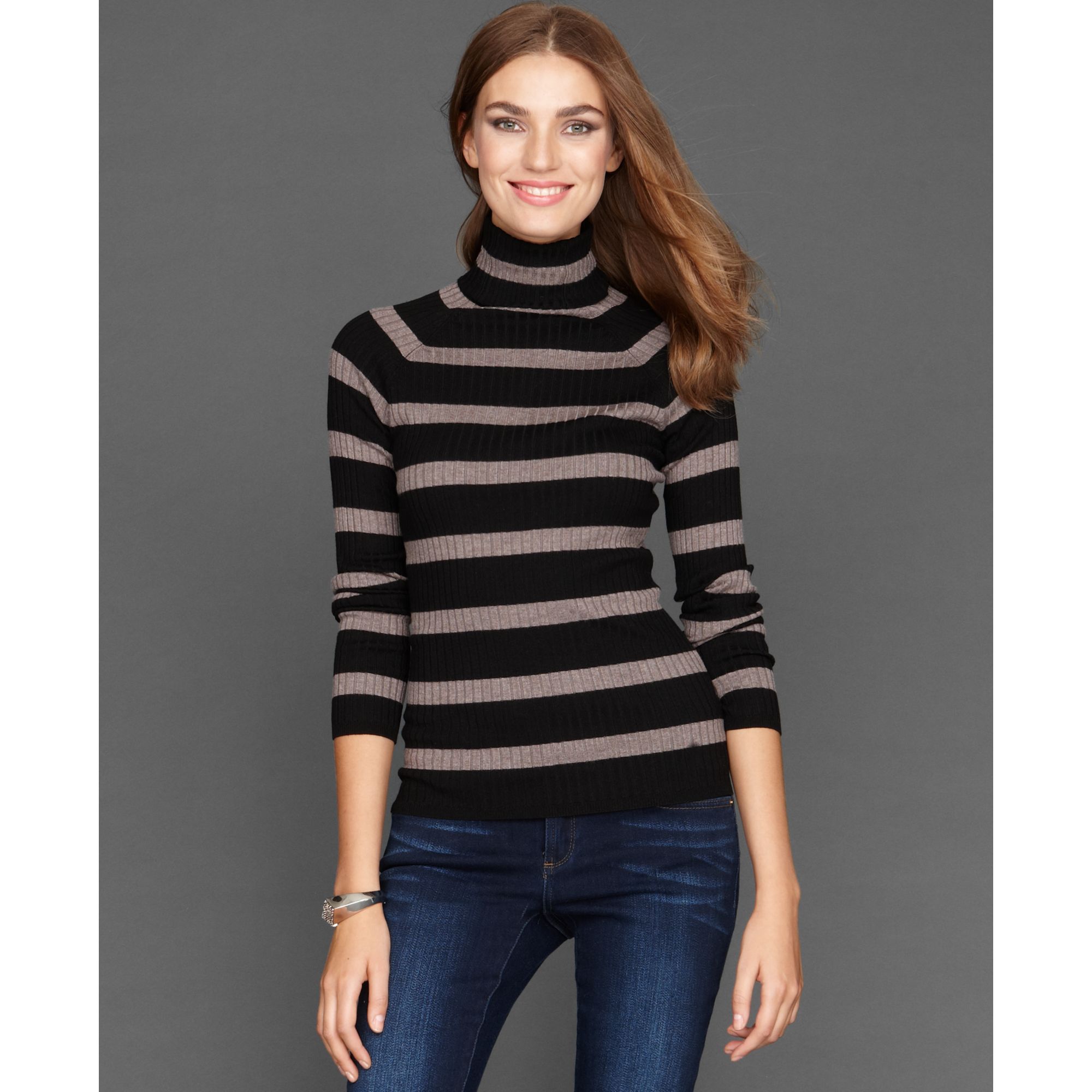 Inc international concepts Longsleeve Striped Ribbed Turtleneck in