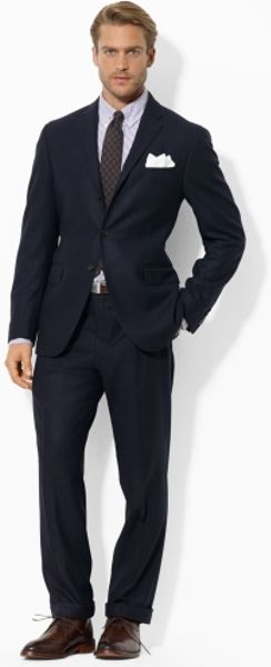 Polo Ralph Lauren Customfit Flannel Suit in Blue for Men | Lyst