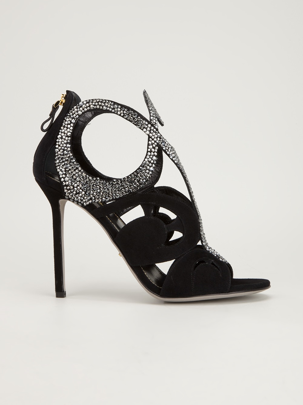 Lyst - Sergio Rossi Embellished Stiletto Sandals in Black