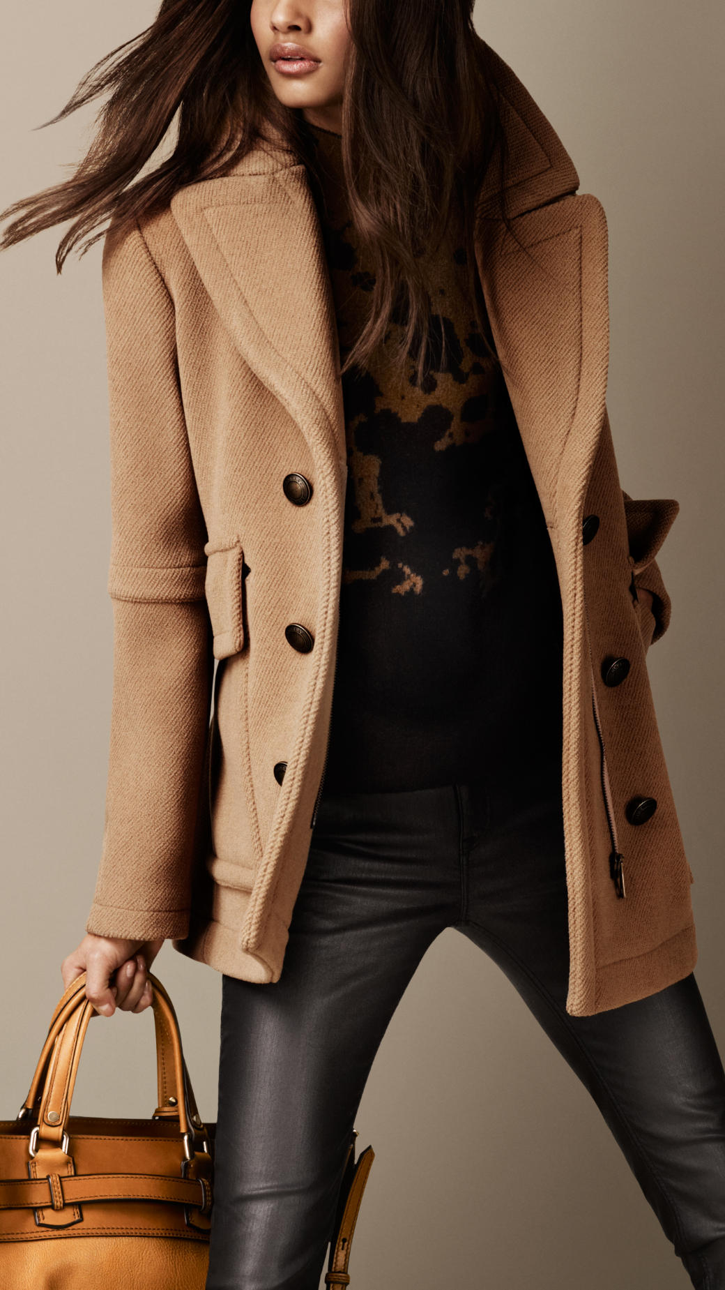 Lyst - Burberry Boxfit Pea Coat in Brown