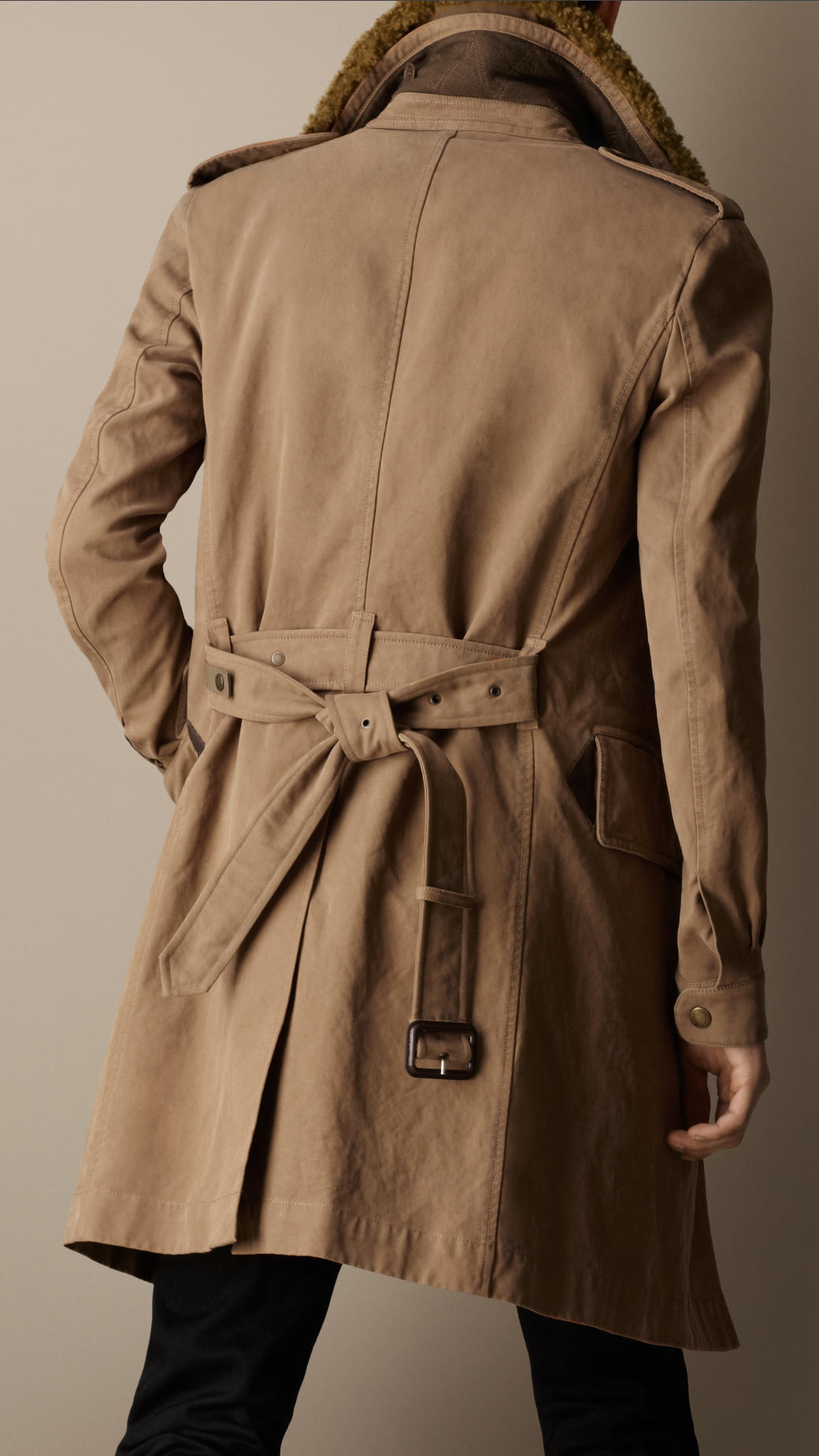 Burberry Shearling Collar Heritage Trench Coat in Brown for Men - Lyst
