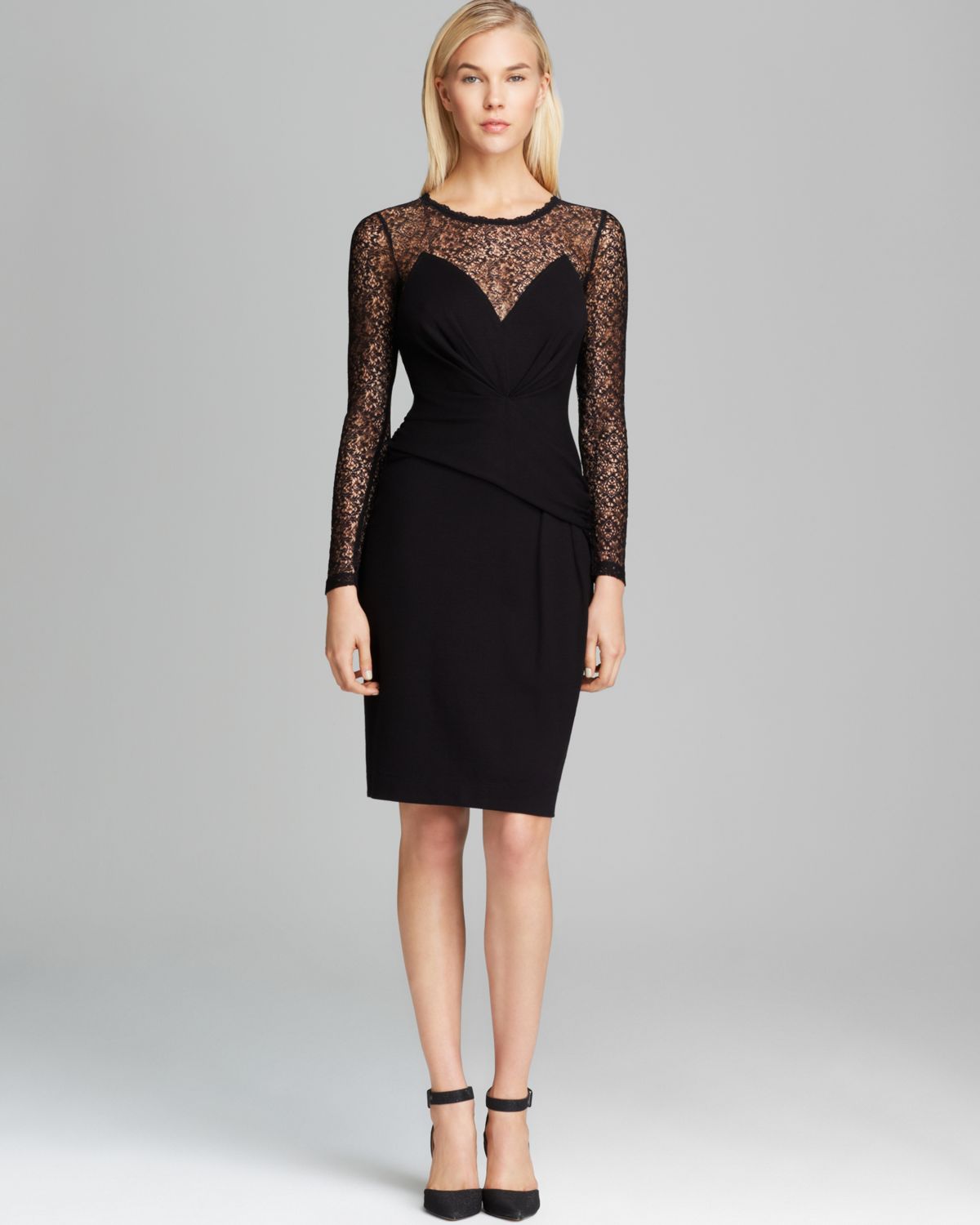 French connection Dress Vienna Lace Jersey in Black | Lyst