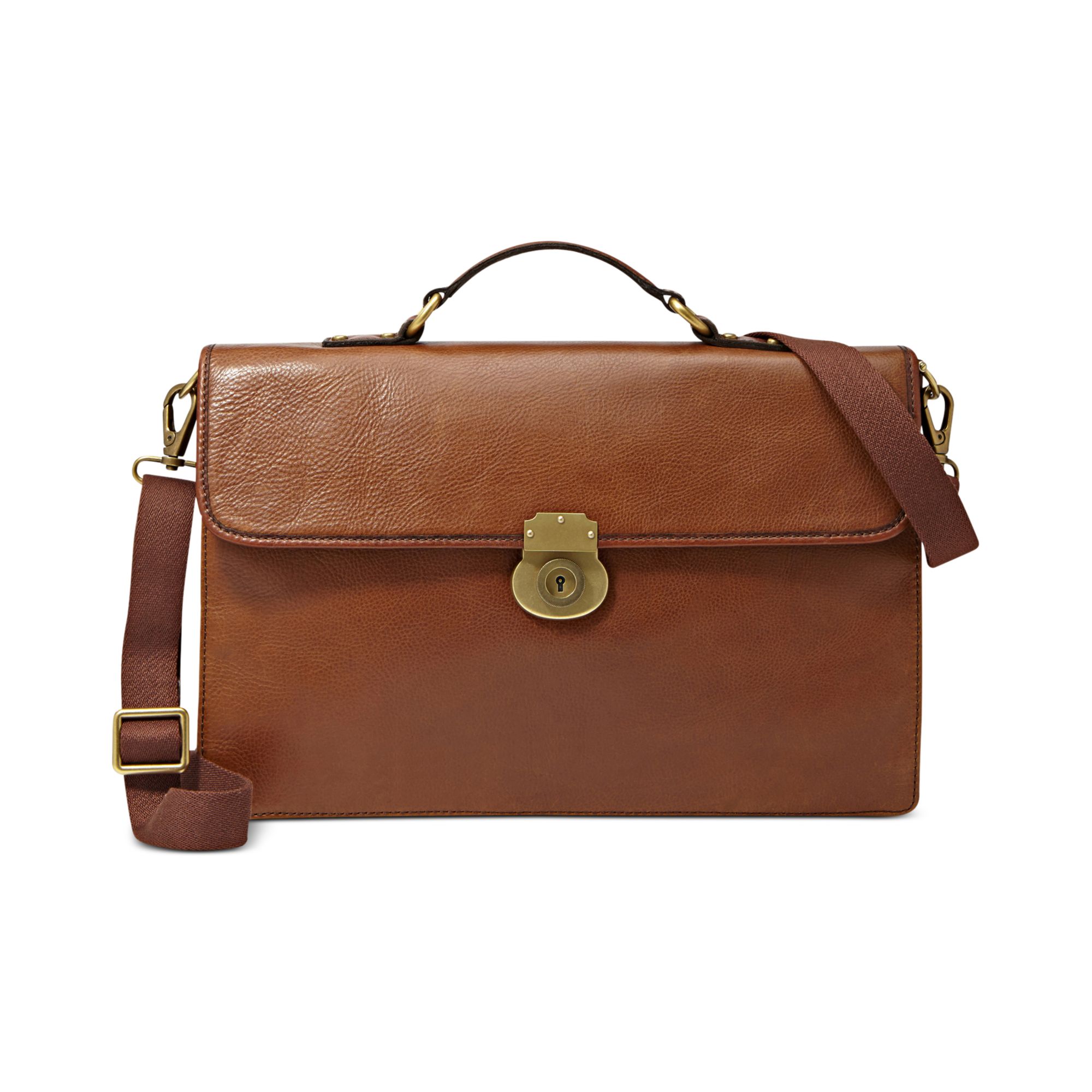 Fossil Estate Leather Portfolio Briefcase in Brown for Men (COGNAC) | Lyst