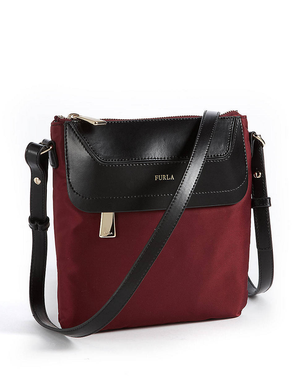 Furla Leather Accented Crossbody Bag in Brown | Lyst