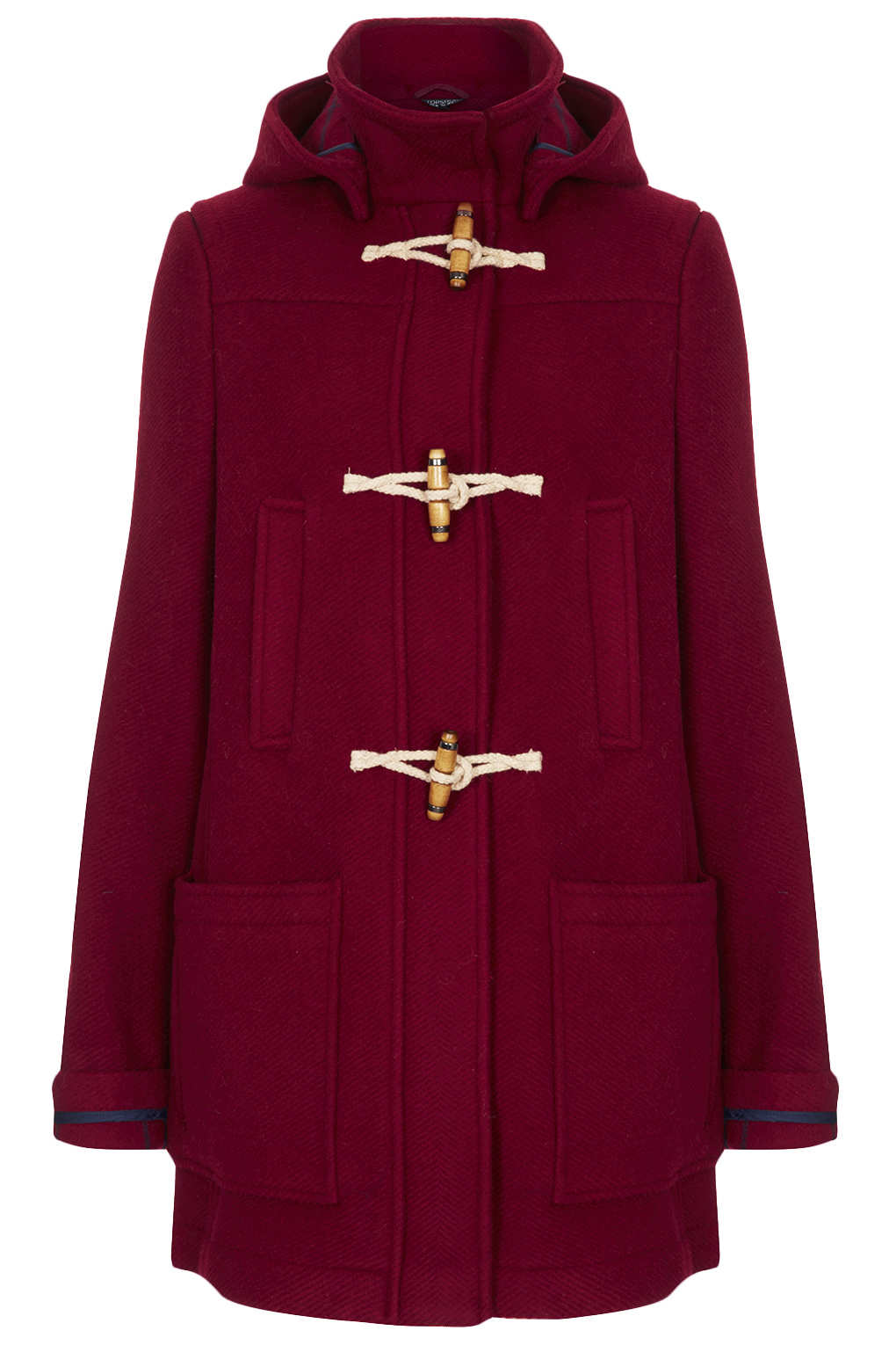 Topshop Bound Seam Duffle Coat in Red (CHERRY) | Lyst
