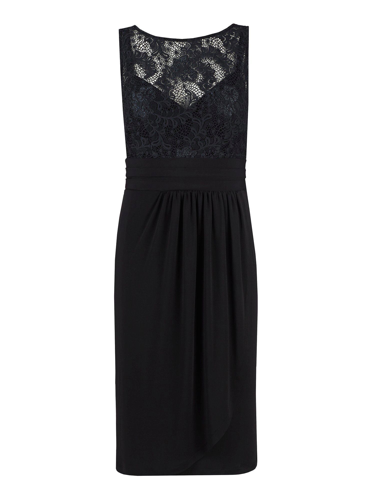 Alexon Lace Top Jersey Dress in Black | Lyst
