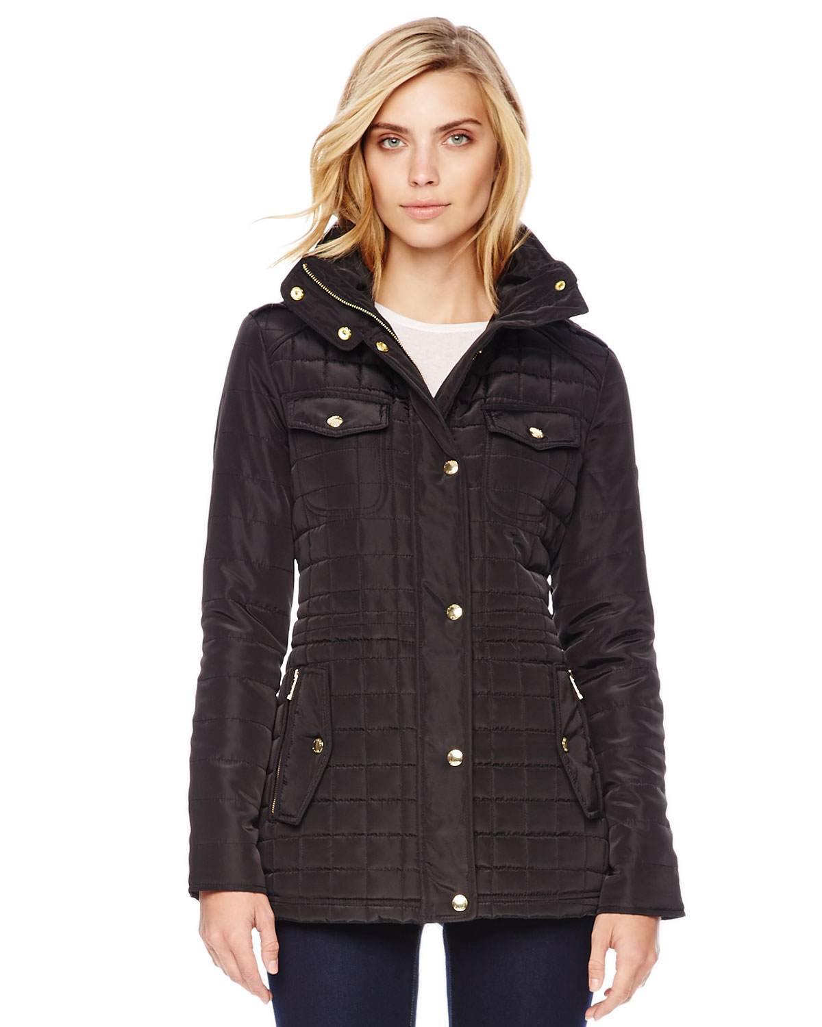 Michael michael kors Quilted Puffer Jacket in Black | Lyst