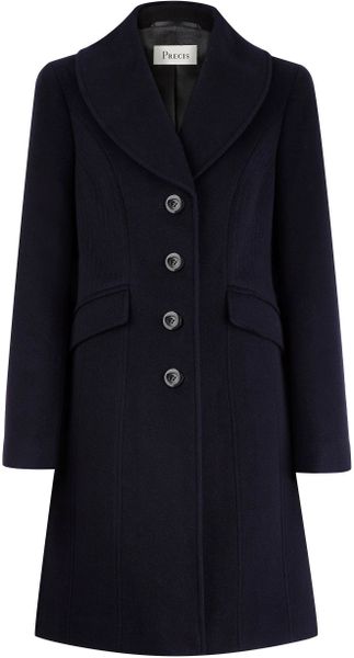 Precis Petite Black Wool Coat in Blue (Black) | Lyst
