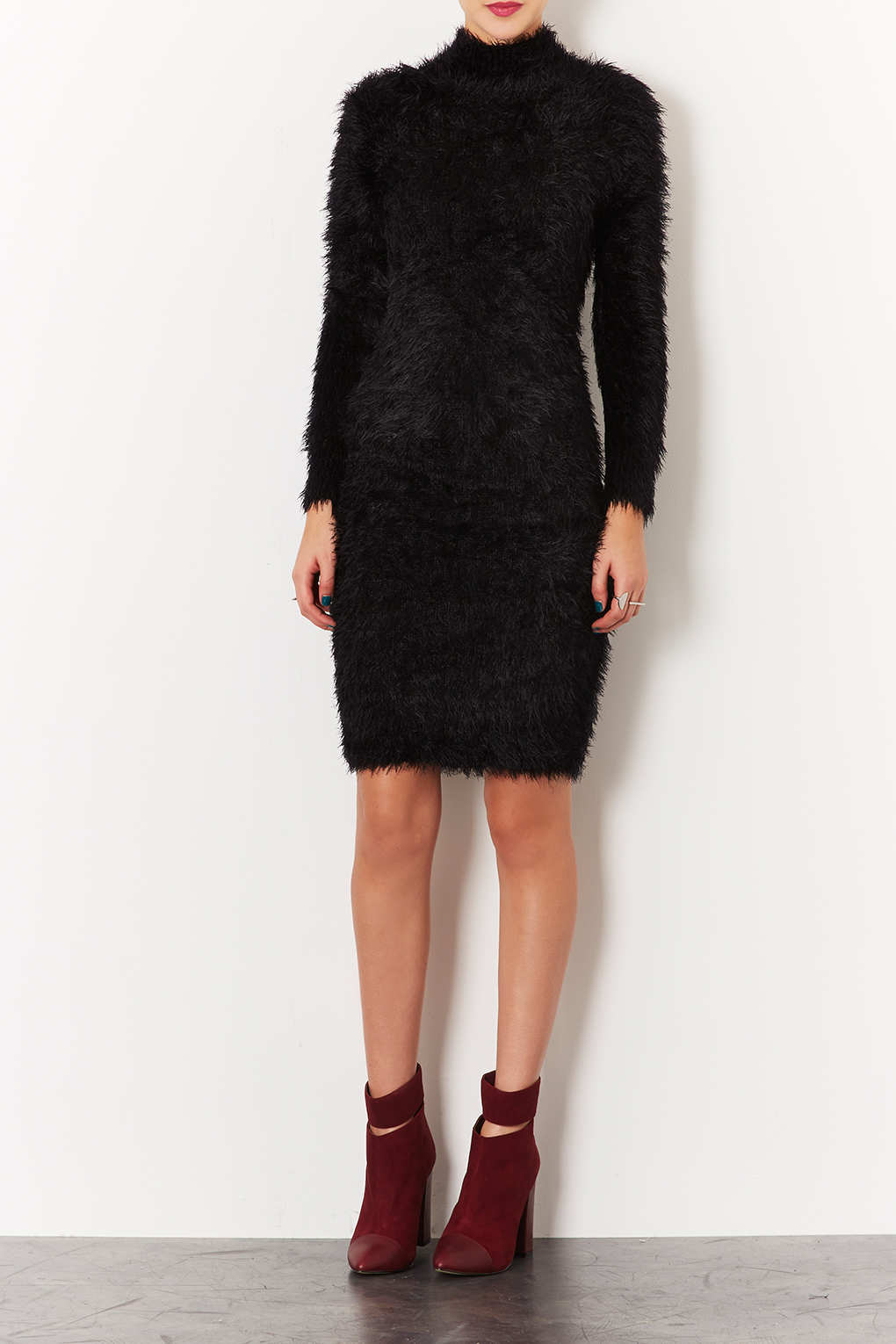 topshop black knitted dress