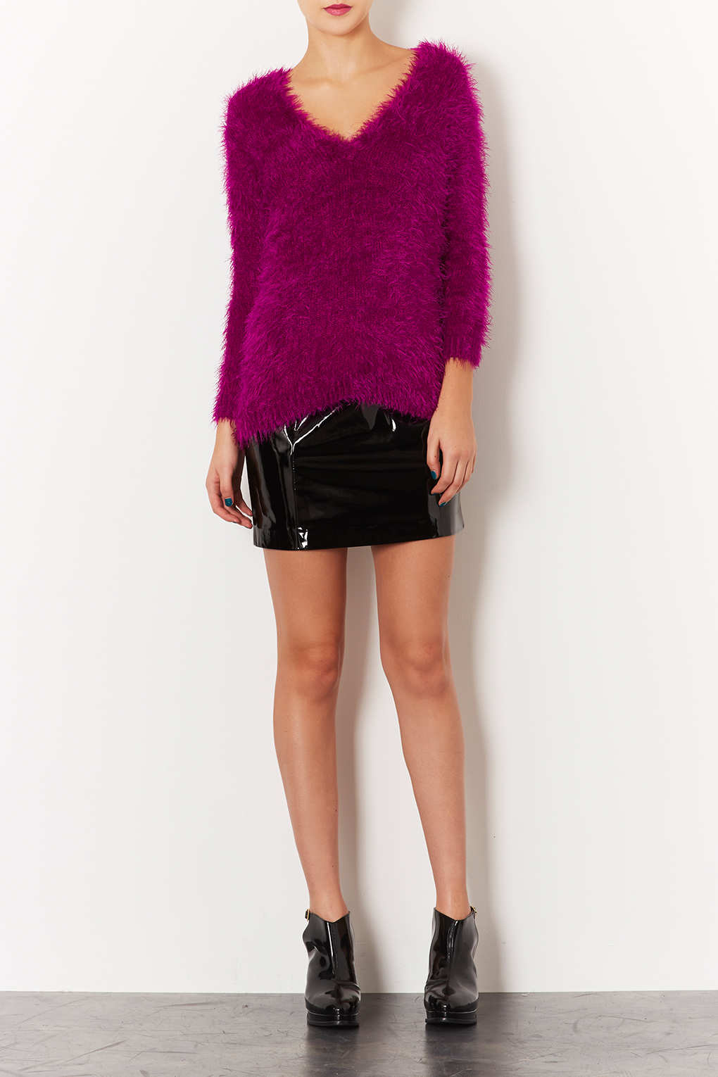 fluffy v neck jumper