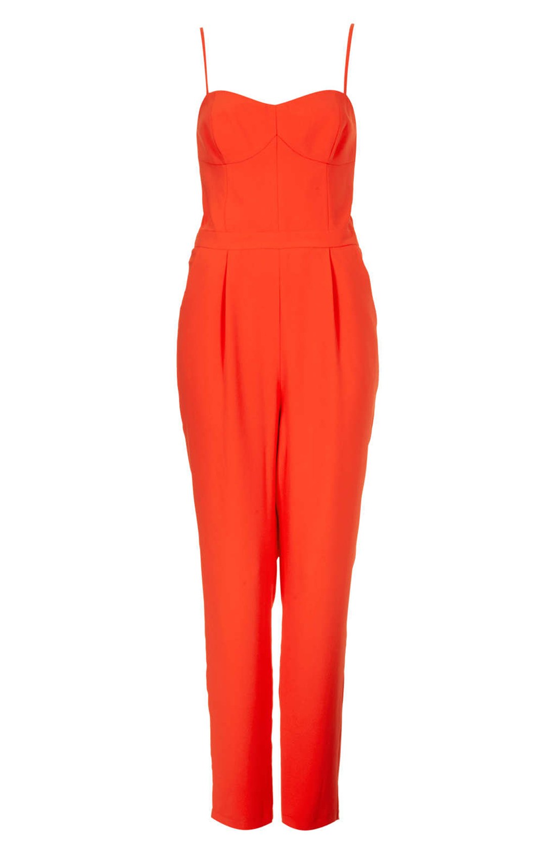Topshop Spaghetti Strap Jumpsuit in Red | Lyst