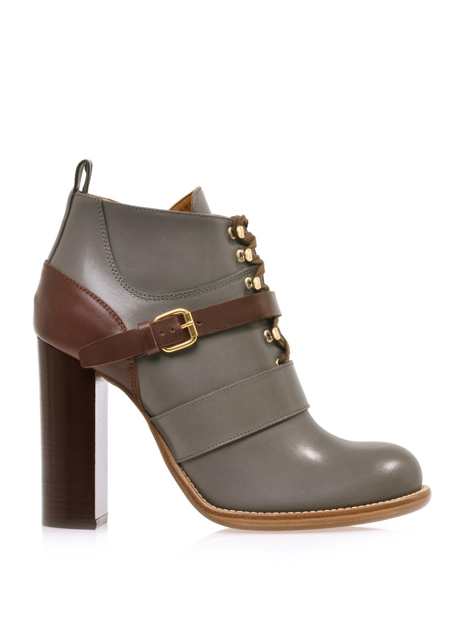 grey ankle boots with buckle